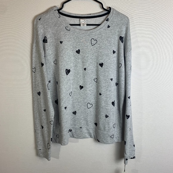 Jasmine + Ginger Tops - NWT J + G Heart Print Grey Long Sleeve Top